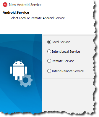 New Android Service Wizard