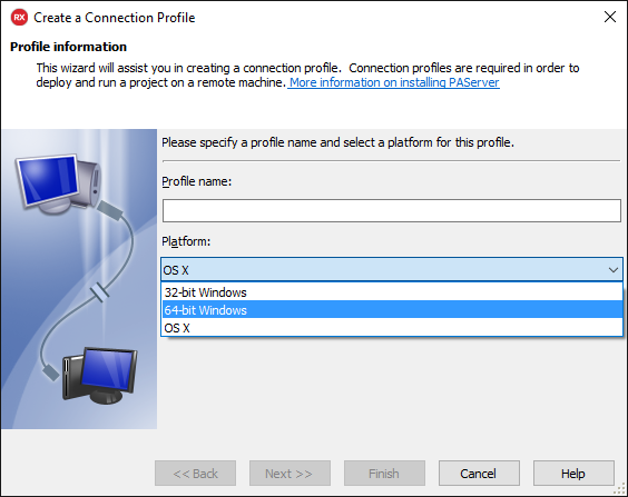 Create Windows 64-bit Profile Connection