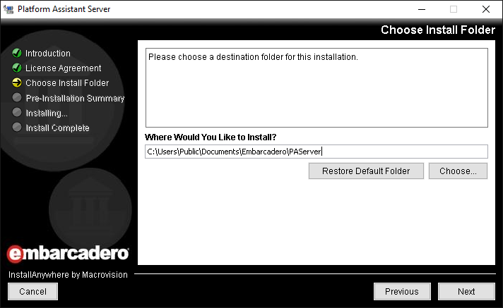 Custom PAServer Install Destination