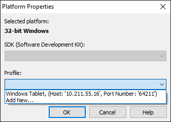 Platform Properties - Select Profile