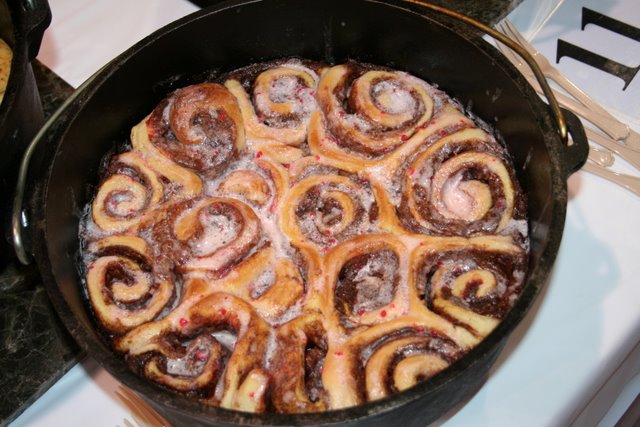 Dutch Oven Cinnamon Rolls - Photograph by Robert Love (prepared by someone else)